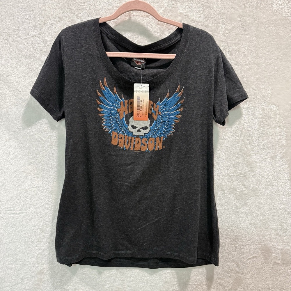 Harley-Davidson Women's Willie G Winged Embellished Short Sleeve Tee - Black XXL